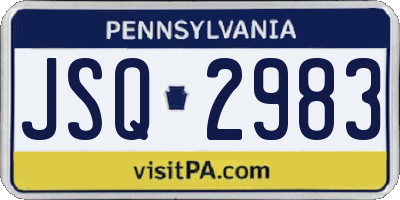PA license plate JSQ2983
