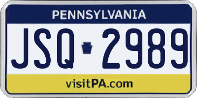 PA license plate JSQ2989