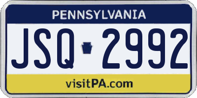 PA license plate JSQ2992