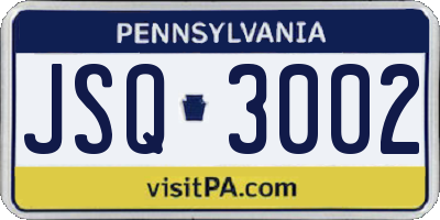 PA license plate JSQ3002