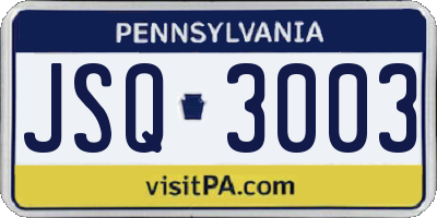 PA license plate JSQ3003