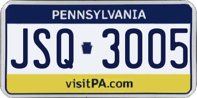 PA license plate JSQ3005