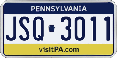 PA license plate JSQ3011