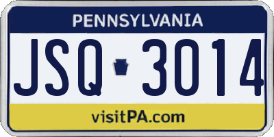 PA license plate JSQ3014