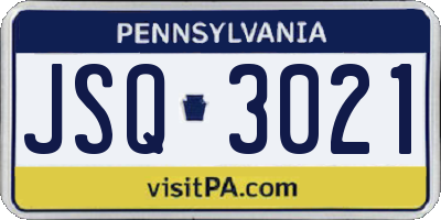 PA license plate JSQ3021