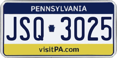 PA license plate JSQ3025