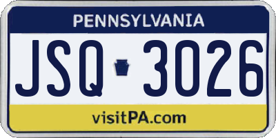 PA license plate JSQ3026