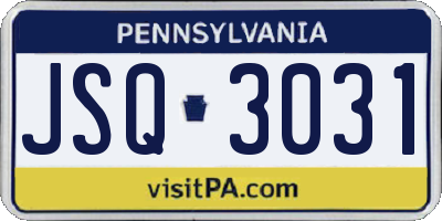 PA license plate JSQ3031