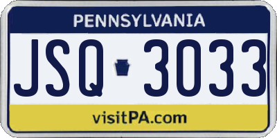 PA license plate JSQ3033