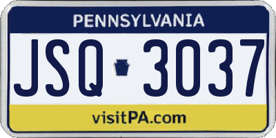 PA license plate JSQ3037