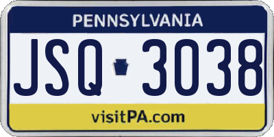 PA license plate JSQ3038