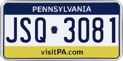 PA license plate JSQ3081