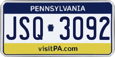 PA license plate JSQ3092