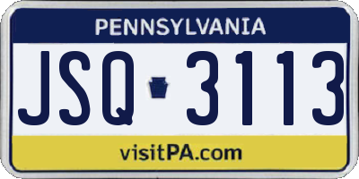 PA license plate JSQ3113