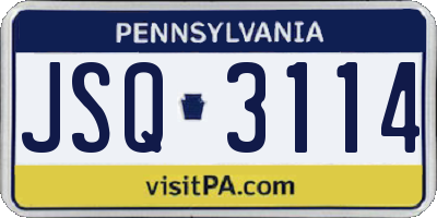 PA license plate JSQ3114