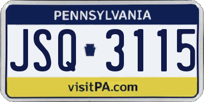 PA license plate JSQ3115