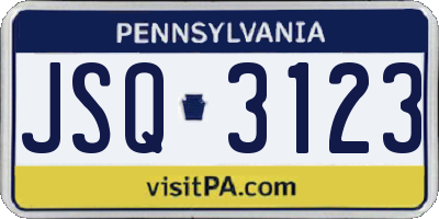 PA license plate JSQ3123