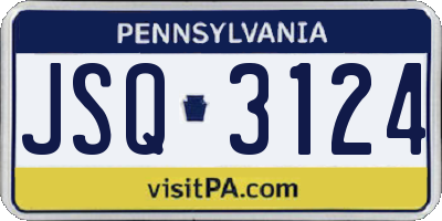 PA license plate JSQ3124