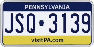 PA license plate JSQ3139