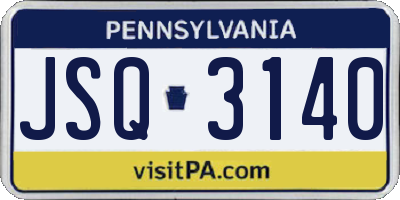 PA license plate JSQ3140
