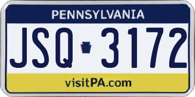 PA license plate JSQ3172