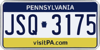 PA license plate JSQ3175