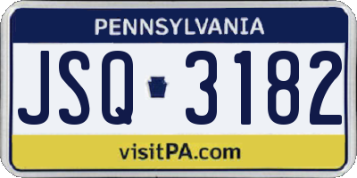 PA license plate JSQ3182