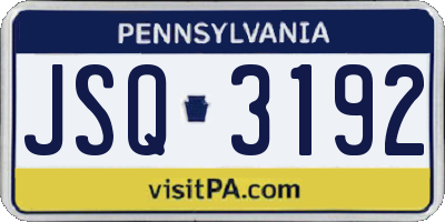 PA license plate JSQ3192