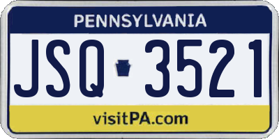 PA license plate JSQ3521