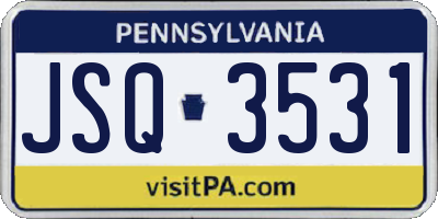 PA license plate JSQ3531