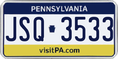 PA license plate JSQ3533