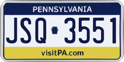 PA license plate JSQ3551
