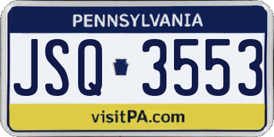 PA license plate JSQ3553