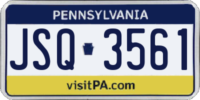 PA license plate JSQ3561