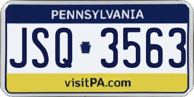 PA license plate JSQ3563