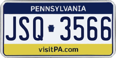 PA license plate JSQ3566