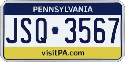 PA license plate JSQ3567