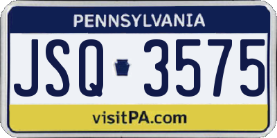 PA license plate JSQ3575