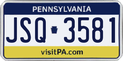 PA license plate JSQ3581