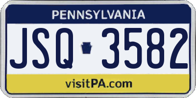 PA license plate JSQ3582
