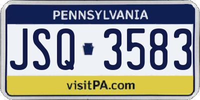 PA license plate JSQ3583