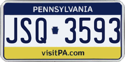 PA license plate JSQ3593