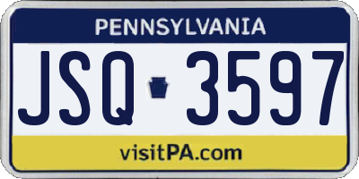 PA license plate JSQ3597