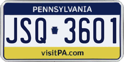 PA license plate JSQ3601