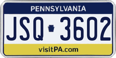 PA license plate JSQ3602