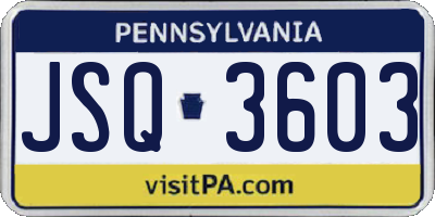 PA license plate JSQ3603