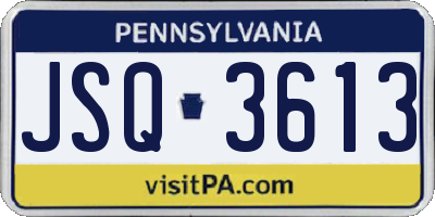 PA license plate JSQ3613