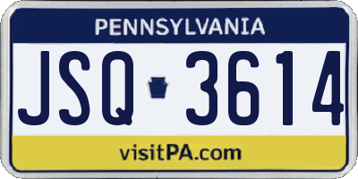 PA license plate JSQ3614