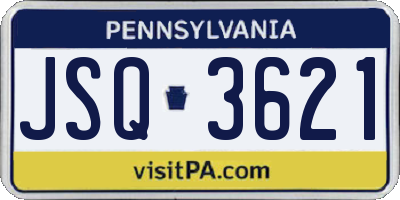 PA license plate JSQ3621
