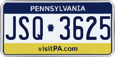 PA license plate JSQ3625
